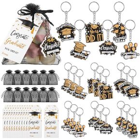 24 Set Back to School Gifts for Student, First Day of School Keychain Gift Set with Gift Tags and Organza Bags for Classroom Reward Gifts School Party Goodie Bag Stuffers