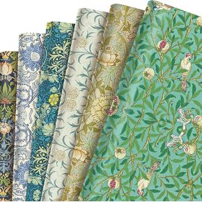 12 Sheets William Morris Wrapping Paper Set | 6 Unique Greenery Floral Vines Designs | William Morris Gift Wrap for Birthday Wedding Baby Shower Wrapping Holiday Crafts DIY Gift Packing, 20x27 Inch