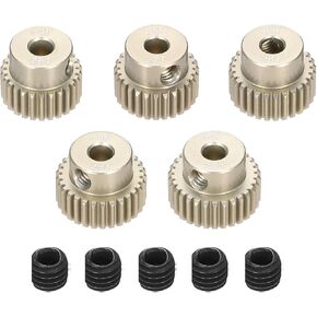 5Pcs 64DP Pinion Gear Set 26T 27T 28T 29T 30T for 3.175 mm Shaft Aluminium Alloy Pinion Gear with Screws for RC Motor
