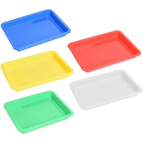 Zerodeko 5pcs Multi Color Plastic Art Trays Snack Plates for DIY Projects Painting Crafts Organizer Easy Stackable Design for Home School Restaurant Buffet