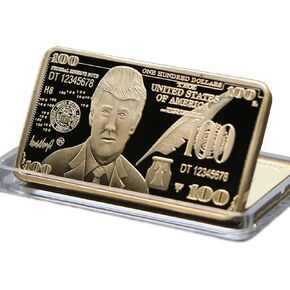 Donald Trump $100 Gold Colored Commemorative Bar Coin Collectible Token Souvenir - 2 Pcs