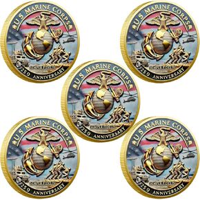 USMC 250th Anniversary Challenge Coin (1.57 Inch) – Double-Sided Collectible Military Coin for Veterans, Active Duty & Marine Corps Enthusiasts (3PCS)