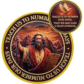 Christian Moses Ten Commandments Commemorative Coin-Psalm 90:12,Symbol of Faith,Perfect Gift Choice-Suitable for Christian Schools (16)