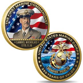 USMC 250th Anniversary Challenge Coin (1.57 Inch) – Double-Sided Collectible Military Coin for Veterans, Active Duty & Marine Corps Enthusiasts (3PCS)