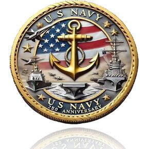 USMC 250th Anniversary Challenge Coin – 1.57" Double-Sided Gold-Plated Marine Corps Commemorative Coin – Military Gift for Veterans, Collectors, and Service Members (A#)
