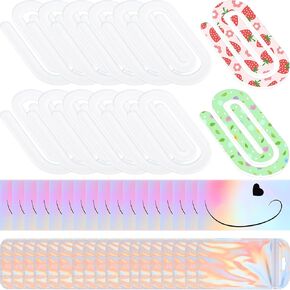 36 Pcs Sublimation Blank Acrylic Paper Clips Gift Kit Jumbo Sublimation Paper Clips with Resealable Pouch Bag and Holographic Thank You Card Heat Transfer Clip for DIY Office School Stationery Supply
