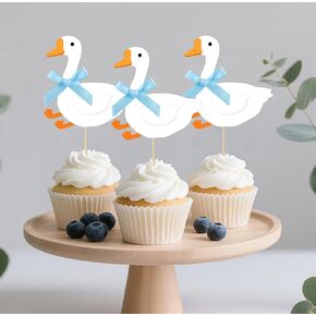 One Silly Goose Cupcake Topper Cake Topper for Boy Girl Baby Shower Decor Silly Goose Birthday Party Cake Decorations 20pcs (Pink)