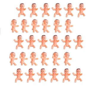 CCINEE 60 Pieces 1 Inch Mini Plastic Babies for Baby Shower Games Bulk Tiny King Cake Babies Figurines for Ice Cube Game Party Decorations Table Scatter