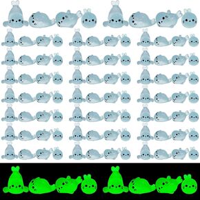 100Pcs Glow in The Dark Mini Seal Figurines, Cute Luminous Resin Sea Animal Decorations for DIY Crafts, Fairy Garden, Aquarium, and Home Decoration