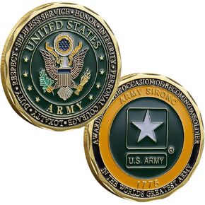 U.S. Army Soldier Challenge Coin Military Challenge Coin Gold Plated Military Commemorative Coin Award & Graduation Gift for Army Veterans & Collectors