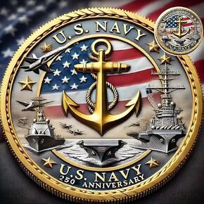 Marine Corps 250th Anniversary Challenge Coin – USMC Military Commemorative Coin – 1.57 Inch Army Navy Veteran Gift – Limited Edition Collectible for Marines & Military Enthusiasts（B）