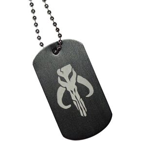 Mandalorian Morale Dogtag with 24" Chain Laser Engraved