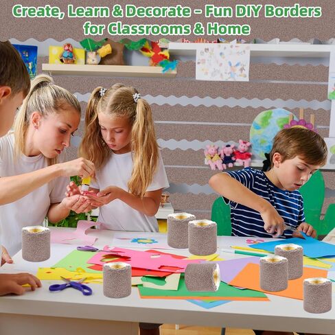 8 Rolls 262.4 FT Blitter Bulletin Board -Borders - حدود الملصقات الملونة الملونة للملصقات للمعلمين والفصول الدراسية وديكور المكاتب ، ديكورات حفلة عيد الميلاد in Kuwait