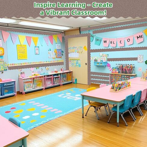 8 Rolls 262.4 FT Blitter Bulletin Board -Borders - حدود الملصقات الملونة الملونة للملصقات للمعلمين والفصول الدراسية وديكور المكاتب ، ديكورات حفلة عيد الميلاد in Kuwait