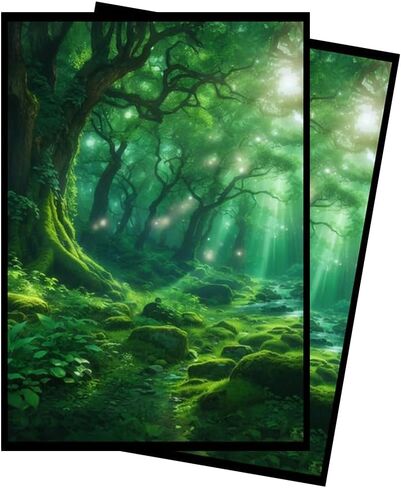 أكمام بطاقة Mana MTG الخضراء (محكم) - 100 أكمام TCG ذات الحجم القياسي - متوافق مع Magic the Gathering ، Lorcana - Double Sleeving - تصميم الفن الأصلي ، الحماية المتميزة in Saudi Arabia