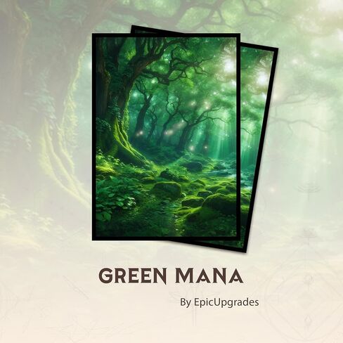 أكمام بطاقة Mana MTG الخضراء (محكم) - 100 أكمام TCG ذات الحجم القياسي - متوافق مع Magic the Gathering ، Lorcana - Double Sleeving - تصميم الفن الأصلي ، الحماية المتميزة in Saudi Arabia