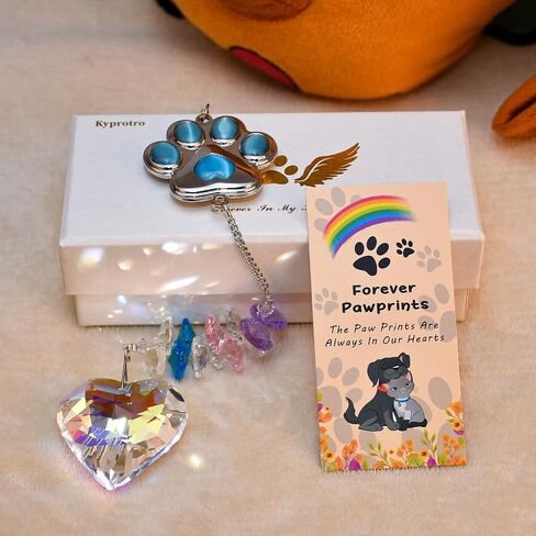 Pet Memorial Suncatcher ، هدايا الحيوانات الأليفة التذكارية للكلاب ، الكلاب الكريستال ميموريال Suncatcher مع Pawprint & Heart ، فقدان هدية تعاطف الكلاب ، هدايا الفجيعة الكلب ، هدية ذاكرة الكلب لمحبي الحيوانات الأليفة in Kuwait