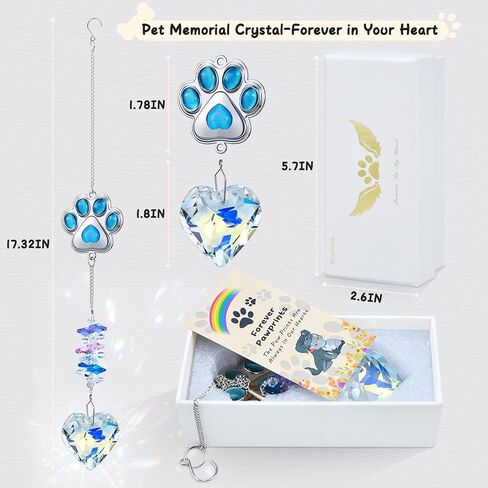 Pet Memorial Suncatcher ، هدايا الحيوانات الأليفة التذكارية للكلاب ، الكلاب الكريستال ميموريال Suncatcher مع Pawprint & Heart ، فقدان هدية تعاطف الكلاب ، هدايا الفجيعة الكلب ، هدية ذاكرة الكلب لمحبي الحيوانات الأليفة in Kuwait