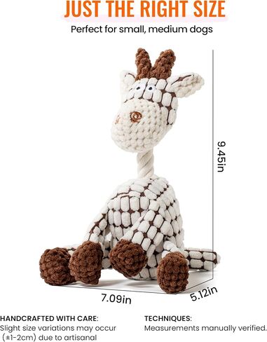 Squeaky Plush Dog Toys - Adorable Animal Designs with Soft Cotton Filling, Cute Stuffed Dog Chew Toys for Small, Medium Non-Aggressive Chewing Dogs Chewer (White - Giraffe/Lamb) in Saudi Arabia