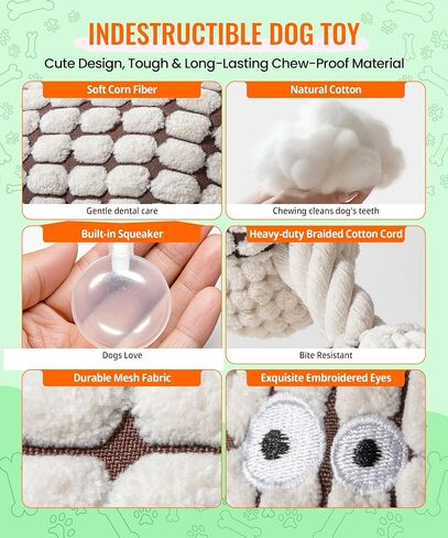 Squeaky Plush Dog Toys - Adorable Animal Designs with Soft Cotton Filling, Cute Stuffed Dog Chew Toys for Small, Medium Non-Aggressive Chewing Dogs Chewer (White - Giraffe/Lamb) in Saudi Arabia