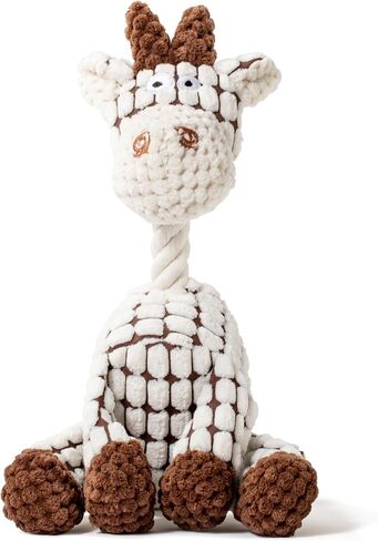 Squeaky Plush Dog Toys - Adorable Animal Designs with Soft Cotton Filling, Cute Stuffed Dog Chew Toys for Small, Medium Non-Aggressive Chewing Dogs Chewer (White - Giraffe/Lamb) in Saudi Arabia