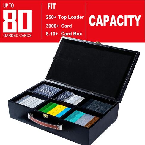 Premium Solid Wood Dual-Row Storage Case with Removable Dividers - Portable Organizer for 35PT Card Bricks, Collectible Cards, Sports Cards & Small Accessories (16.7"×10"×4.2" , Walnut - velvet ) in Saudi Arabia