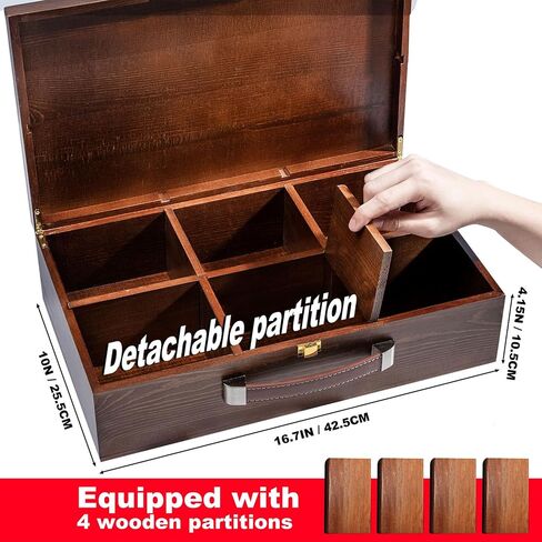 Premium Solid Wood Dual-Row Storage Case with Removable Dividers - Portable Organizer for 35PT Card Bricks, Collectible Cards, Sports Cards & Small Accessories (16.7"×10"×4.2" , Walnut - velvet ) in Saudi Arabia