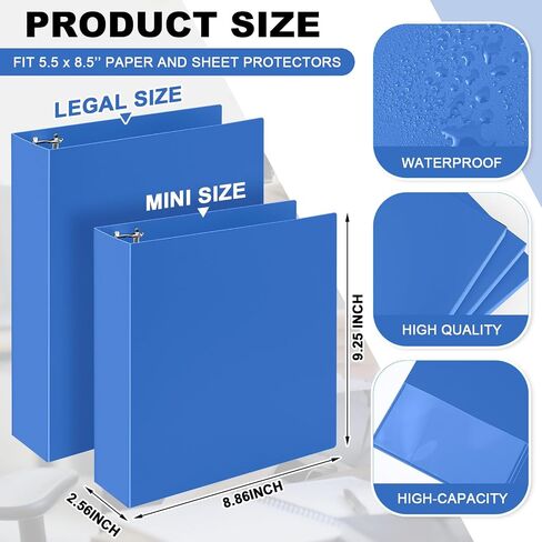 Henoyso 6 PCS البلاستيك Mini 3 Binder 1 "حلقات مستديرة مع 2 جيوب إدراج ، تناسب ورقة 5.5" × 8.5 "، سعة 200 ورقة ، ثلاث حلقات صغيرة مرنة مرنة للمدرسة ، المكتب ، ألبوم الصور in Saudi Arabia