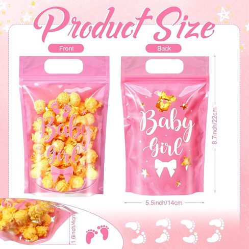 Capoda 50 PCS Boy أو Girl Gift Vals Clear Gender Confer Canner Unding Pouches with Handles Blue Pink Baby Shower Plastic Facs for Baby Gender Canner Candy Gift Decor in Kuwait