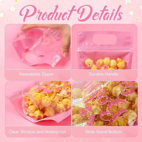 Capoda 50 PCS Boy أو Girl Gift Vals Clear Gender Confer Canner Unding Pouches with Handles Blue Pink Baby Shower Plastic Facs for Baby Gender Canner Candy Gift Decor in Kuwait
