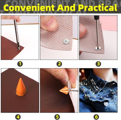 Mardatt 152Pcs 7x12MM Bullet Cone Spikes Studs Cone Spikes Punk Studs and Spikes Metallic Screw Back Spikes Kit with Hole Punch and Screwdriver for DIY Leather Punk Style Accessories in Kuwait