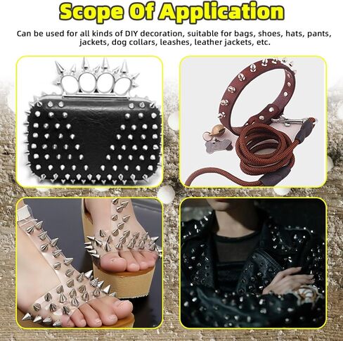 Mardatt 152Pcs 7x12MM Bullet Cone Spikes Studs Cone Spikes Punk Studs and Spikes Metallic Screw Back Spikes Kit with Hole Punch and Screwdriver for DIY Leather Punk Style Accessories in Kuwait