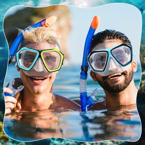 Fabbay 6 Pcs Adult Youth Swim Goggles with Nose Cover Elastic Strap Anti Fog Waterproof Snorkel Goggles Wide View Diving Mask Swim Mask for Adults Diving Snorkeling Swimming in Saudi Arabia