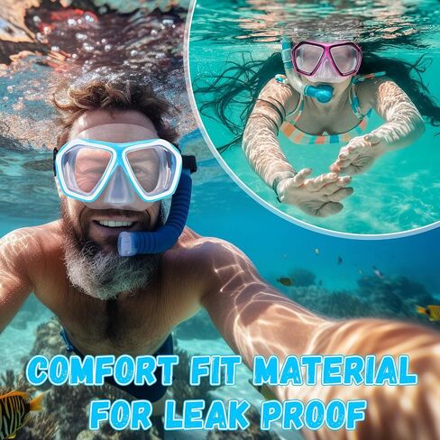 Fabbay 6 Pcs Adult Youth Swim Goggles with Nose Cover Elastic Strap Anti Fog Waterproof Snorkel Goggles Wide View Diving Mask Swim Mask for Adults Diving Snorkeling Swimming in Saudi Arabia