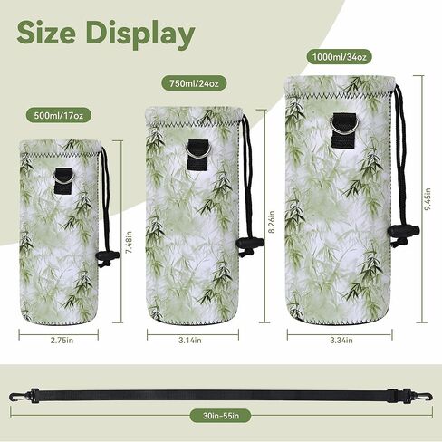 حامل حقيبة لزجاجة المياه - 500 مل 750 مل 1000 مل من النيوبرين غطاء مبرد لزجاجة المياه مع حزام كتف قابل للتعديل للرجال والنساء والسفر والتخييم والمشي لمسافات طويلة والجري in Kuwait