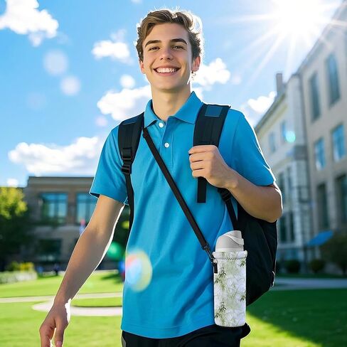 حامل حقيبة لزجاجة المياه - 500 مل 750 مل 1000 مل من النيوبرين غطاء مبرد لزجاجة المياه مع حزام كتف قابل للتعديل للرجال والنساء والسفر والتخييم والمشي لمسافات طويلة والجري in Kuwait