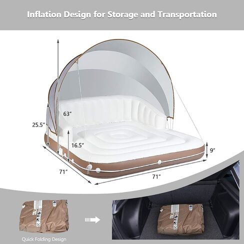 Giantex Canopy Island Lounge قابلة للنفخ ، طوف الجزيرة العائمة W/SPF50+ SUNSHADE القابل للالتفاف القابل للالتفاف in Saudi Arabia