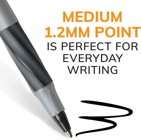 BIC Round Stic Grip Xtra Comfort Black Ballpoint Pens, Medium Point (1.2mm), 8-Count Pack, Perfect Writing Pens With Soft Grip for Superb Comfort and Control in Saudi Arabia