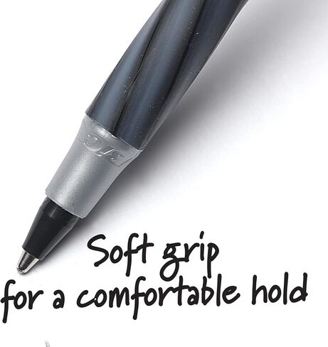 BIC Round Stic Grip Xtra Comfort Black Ballpoint Pens, Medium Point (1.2mm), 8-Count Pack, Perfect Writing Pens With Soft Grip for Superb Comfort and Control in Saudi Arabia
