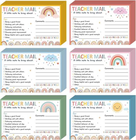 60Pcs Teacher Mail Notes to Parents, Boho Happy Mail from Teacher, Brag Cards for Students Behavior Classroom Must Haves to Send Home for Preschool Kindergarten Elementary School Supplies (Boho) in Saudi Arabia
