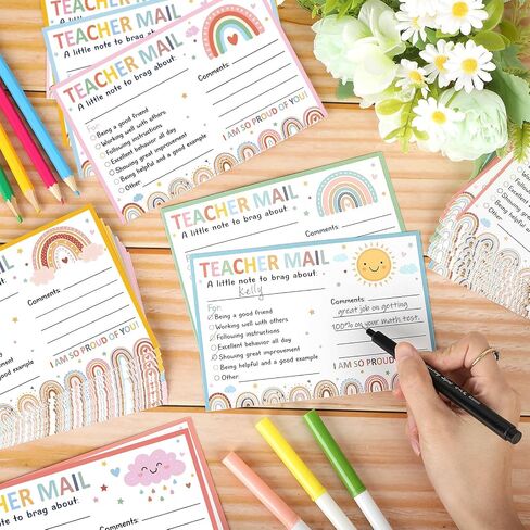 60Pcs Teacher Mail Notes to Parents, Boho Happy Mail from Teacher, Brag Cards for Students Behavior Classroom Must Haves to Send Home for Preschool Kindergarten Elementary School Supplies (Boho) in Saudi Arabia