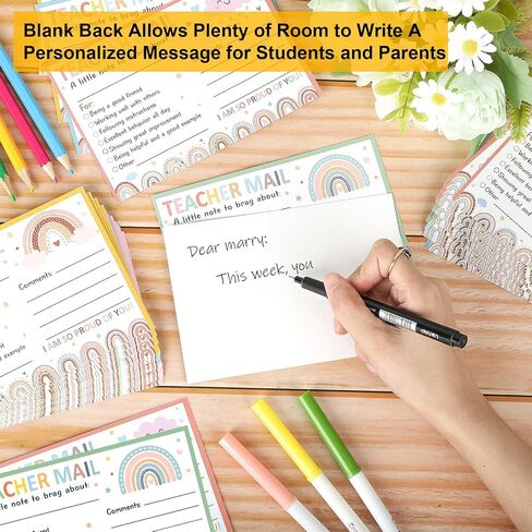 60Pcs Teacher Mail Notes to Parents, Boho Happy Mail from Teacher, Brag Cards for Students Behavior Classroom Must Haves to Send Home for Preschool Kindergarten Elementary School Supplies (Boho) in Saudi Arabia