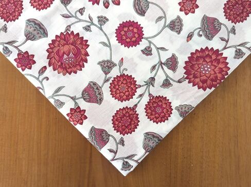 Avka Studio Hand Block Print Acced by the Yard - Precut 3 Yard 42 Inch Width - 100 ٪ مادة قطنية - نمط الأزهار الوردي - قطعة قماش هندية خفيفة لصنع قمم الصيف من النسيج الهندي وما إلى ذلك in Kuwait