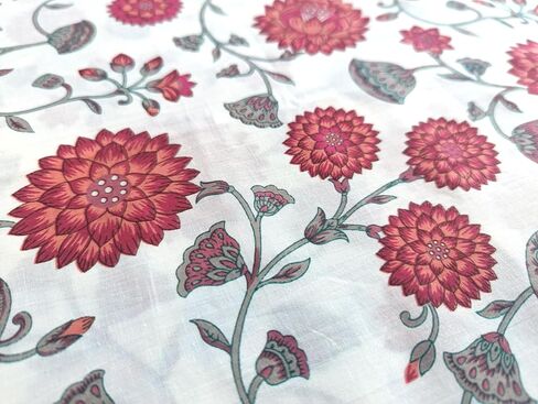 Avka Studio Hand Block Print Acced by the Yard - Precut 3 Yard 42 Inch Width - 100 ٪ مادة قطنية - نمط الأزهار الوردي - قطعة قماش هندية خفيفة لصنع قمم الصيف من النسيج الهندي وما إلى ذلك in Kuwait