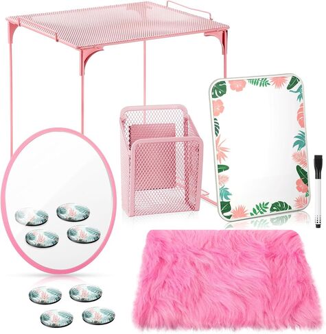 تشمل إكسسوارات Wenqik 10 PCS Locker وملحقات تخزين أدوات الديكور أرفف ، حصيرة أفخم ، مرآة مغناطيسية ، حامل القلم والقلم ، لوحة الرسائل ، مغناطيسات مستديرة (بريق وردي) in Saudi Arabia