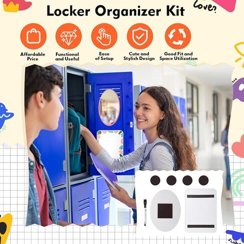 تشمل إكسسوارات Wenqik 10 PCS Locker وملحقات تخزين أدوات الديكور أرفف ، حصيرة أفخم ، مرآة مغناطيسية ، حامل القلم والقلم ، لوحة الرسائل ، مغناطيسات مستديرة (بريق وردي) in Saudi Arabia
