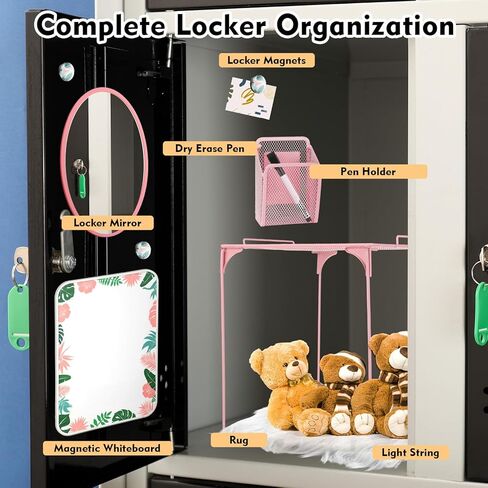 تشمل إكسسوارات Wenqik 10 PCS Locker وملحقات تخزين أدوات الديكور أرفف ، حصيرة أفخم ، مرآة مغناطيسية ، حامل القلم والقلم ، لوحة الرسائل ، مغناطيسات مستديرة (بريق وردي) in Saudi Arabia