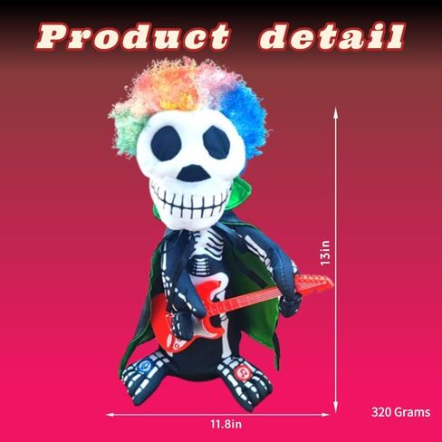 Electric Spin Halloween Skeleton Ornament Glowing Eye Prop Statue accompanied by Horror Sound Effects Spin and Ghost Horror Action-D in Saudi Arabia