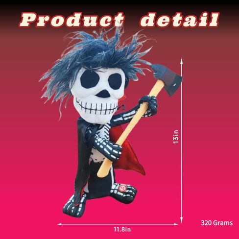Electric Spin Halloween Skeleton Ornament Glowing Eye Prop Statue accompanied by Horror Sound Effects Spin and Ghost Horror Action-D in Saudi Arabia