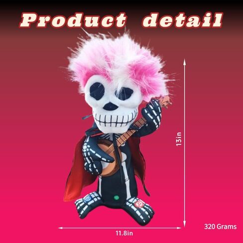 Electric Spin Halloween Skeleton Ornament Glowing Eye Prop Statue accompanied by Horror Sound Effects Spin and Ghost Horror Action-D in Saudi Arabia